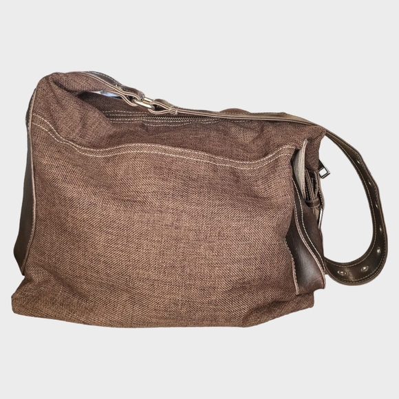 Matt & Nat Large Vegan Leather/Canvas Hobo, Brown EUC - Picture 2 of 7